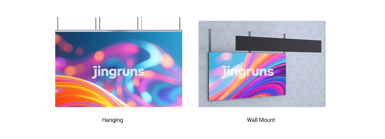 IN-C Series LED display installation methods - wall mount, hanging, floor stand