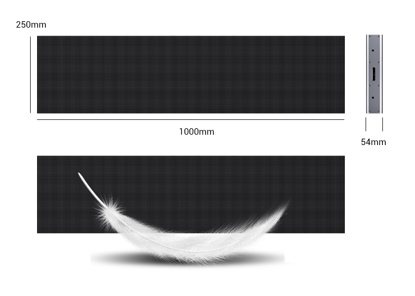 IN-D Series LED Display - Side View Showing 54mm Thickness