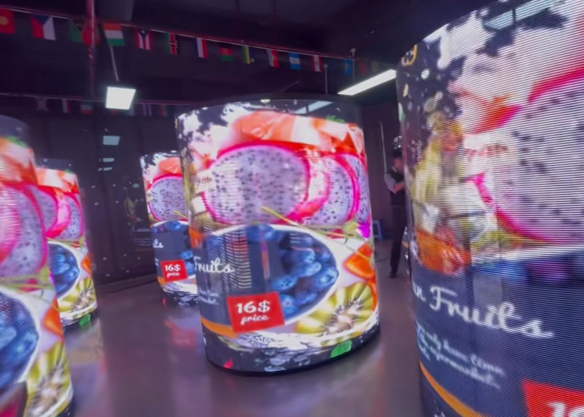 Cylindrical Transparent LED Display - 360° Surround View